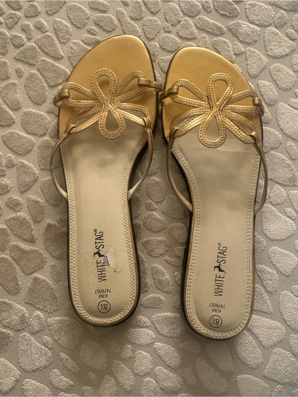 White Stag Metallic Gold Loop-Detail Slip-On Sandals
